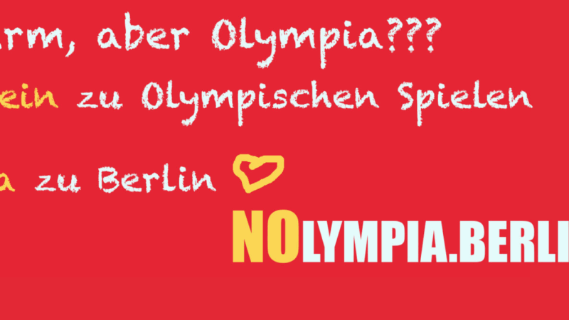 NOlympia Berlin mit Olympia-Sieger und mit Volksbegehren gegen die Bewerbung