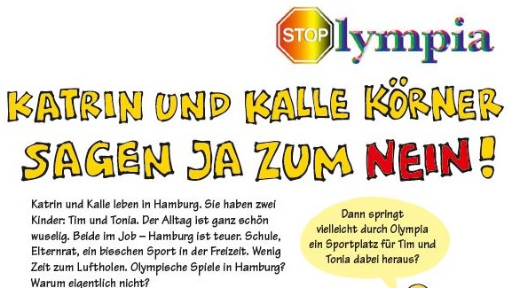 Hamburg: NOlympia ins Infoheft zum geplanten Olympia-Referendum: Unterschriften-Sammlung angekündigt