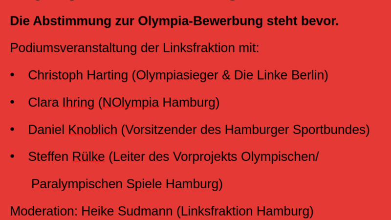 Statt Propaganda Diskussionsveranstaltung: Olympia in Hamburg?
